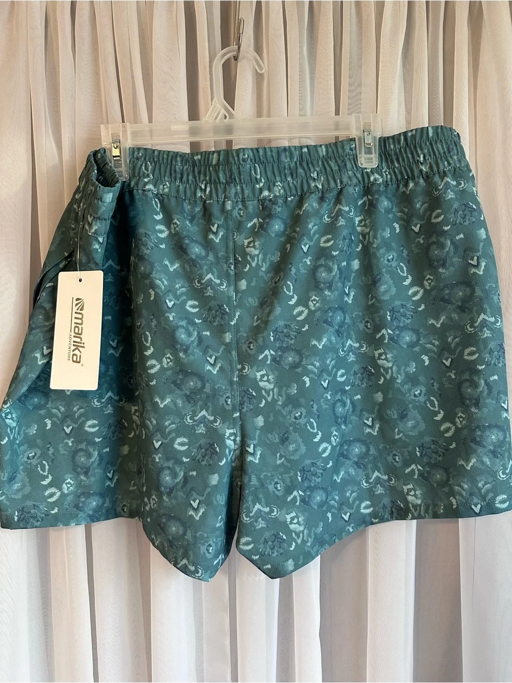 Marika Teal Patterned Ripstop Athletic Shorts Size XXL